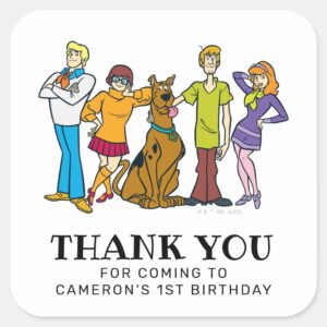 Scooby Doo And The Gang Birthday Thank You Square Sticker
