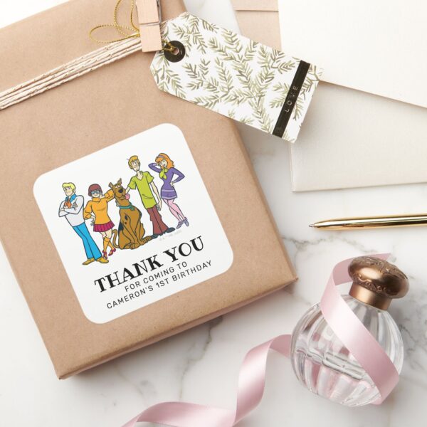 Scooby-Doo_and_the_Gang_Birthday_Thank_You_Square_Sticker_5 Scooby Doo And The Gang Birthday Thank You Square Sticker