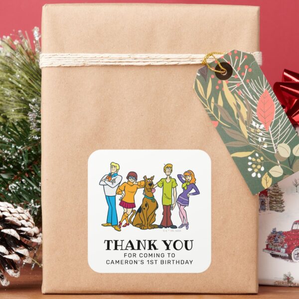 Scooby-Doo_and_the_Gang_Birthday_Thank_You_Square_Sticker_6 Scooby Doo And The Gang Birthday Thank You Square Sticker