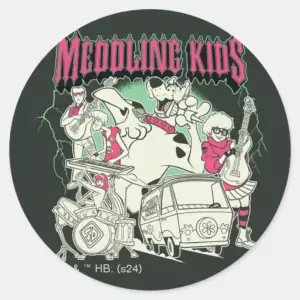 Scooby Doo And The Gang Meddling Kids Punk Band Classic Round Sticker