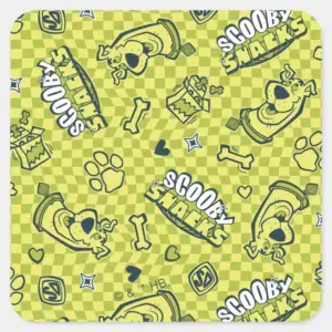 Scooby Snacks Galore Checker Pattern Square Sticker
