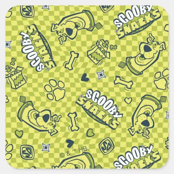 Scooby_Snacks_Galore_Checker_Pattern_Square_Sticker_1 Scooby Snacks Galore Checker Pattern Square Sticker