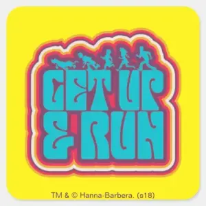 Scooby And The Gang Get Up Run Graphic Square Sticker