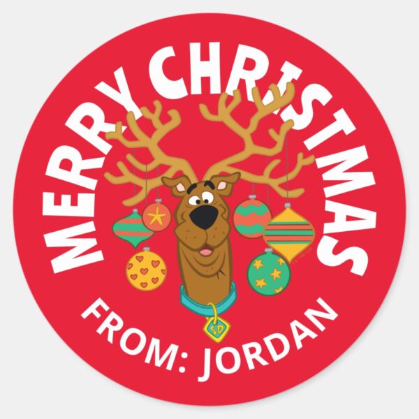 Scooby_the_Reindeer___Merry_Christmas_Classic_Round_Sticker_1 Scooby The Reindeer Merry Christmas Classic Round Sticker