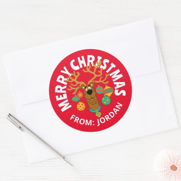 Scooby_the_Reindeer___Merry_Christmas_Classic_Round_Sticker_3 Scooby The Reindeer Merry Christmas Classic Round Sticker