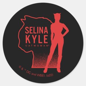 Selina_Kyle_Catwoman_Outline_Logo_Classic_Round_Sticker_1 Selina Kyle Catwoman Outline Logo Classic Round Sticker