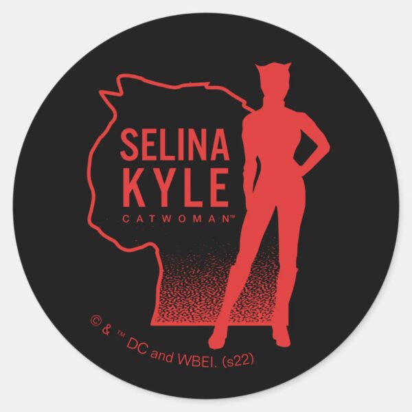 Selina_Kyle_Catwoman_Outline_Logo_Classic_Round_Sticker_1 Selina Kyle Catwoman Outline Logo Classic Round Sticker