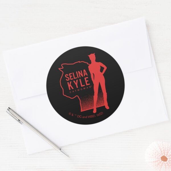 Selina_Kyle_Catwoman_Outline_Logo_Classic_Round_Sticker_3 Selina Kyle Catwoman Outline Logo Classic Round Sticker