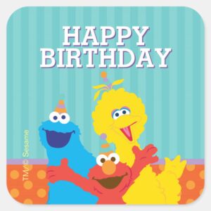 Sesame_Pals_Birthday_Pattern_Square_Sticker_1 Sesame Pals Birthday Pattern Square Sticker