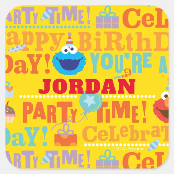 Sesame_Pals_Celebration_Pattern_Square_Sticker_1 Sesame Pals Celebration Pattern Square Sticker