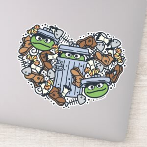 Sesame Sesame Oscar The Grouch Doodle Heart Sticker