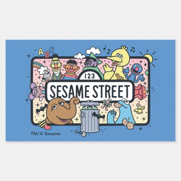 Sesame_Sesame___Sesame_Pals_Doodle_Sign_Rectangular_Sticker_1 Sesame Sesame Sesame Pals Doodle Sign Rectangular Sticker