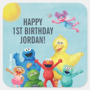 Sesame Street Character Illustration Square Sticker