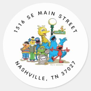 Sesame Street Pals Baby Shower Address Classic Round Sticker