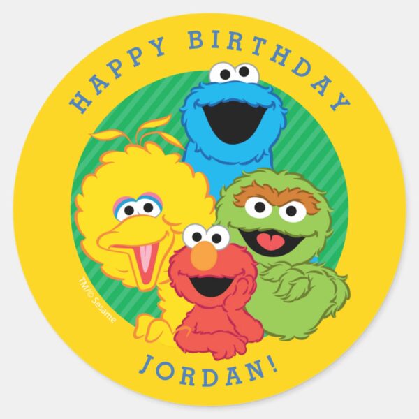 Sesame_Street_Pals_Birthday_Classic_Round_Sticker_1 Sesame Street Pals Birthday Classic Round Sticker