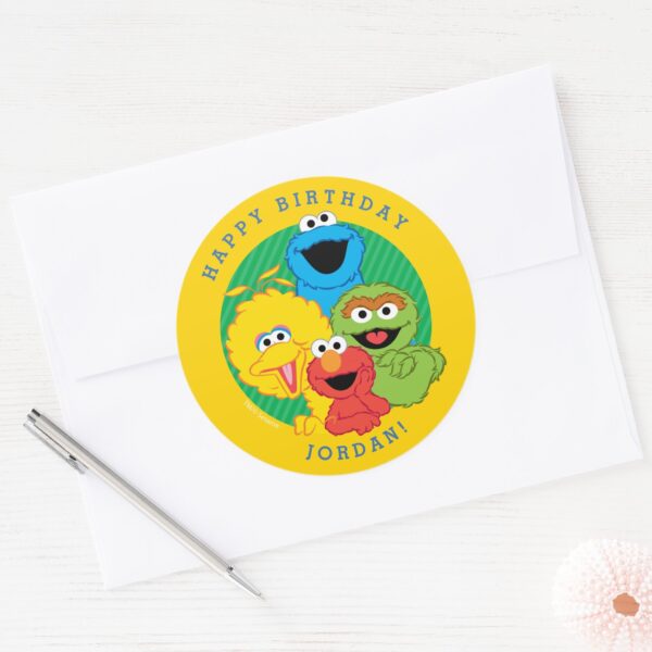 Sesame_Street_Pals_Birthday_Classic_Round_Sticker_3 Sesame Street Pals Birthday Classic Round Sticker