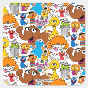 Sesame Street Pals Doodley Pattern Square Sticker