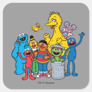Sesame Street Pals Waving Square Sticker