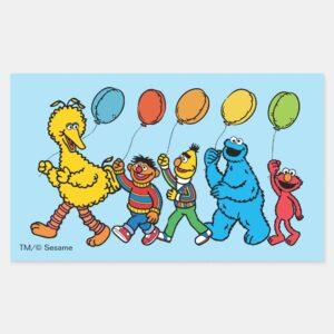Sesame Street Pals Party Balloons Rectangular Sticker