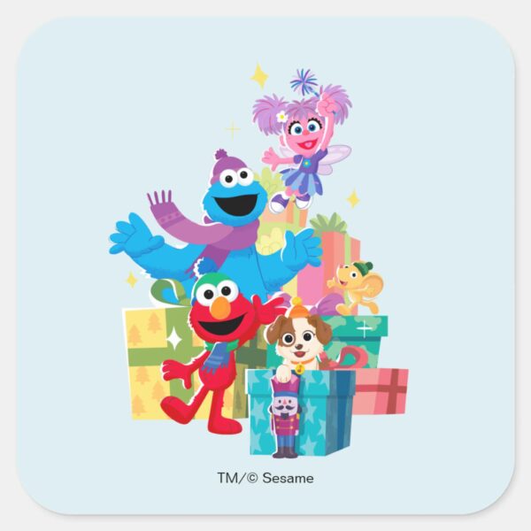 Sesame_Street_Pals_and_Presents_Square_Sticker_1 Sesame Street Pals And Presents Square Sticker