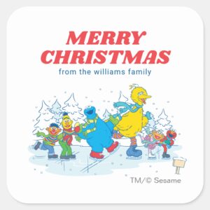 Sesame Street Winter Merry Christmas Square Sticker