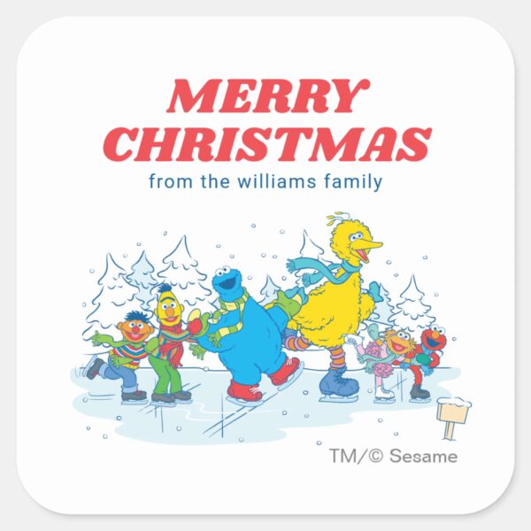 Sesame_Street_Winter___Merry_Christmas_Square_Sticker_1 Sesame Street Winter Merry Christmas Square Sticker