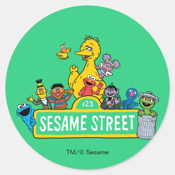 Sesame_Street___All_Around_the_Sesame_Street_Sign_Classic_Round_Sticker_1 Sesame Street All Around The Sesame Street Sign Classic Round Sticker