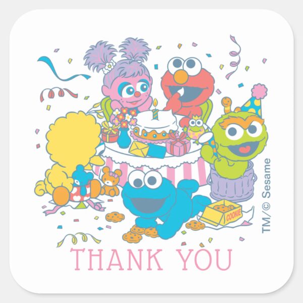 Sesame_Street___Baby's_First_Birthday_-_Thank_You_Square_Sticker_1 Sesame Street Babys First Birthday Thank You Square Sticker