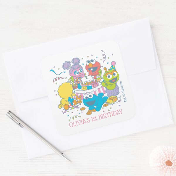 Sesame_Street___Baby's_First_Birthday_Square_Sticker_3 Sesame Street Babys First Birthday Square Sticker