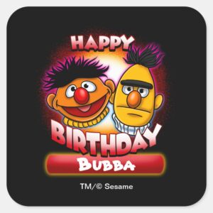 Sesame_Street___Bert_&_Ernie_Themed_Birthday_Square_Sticker_1 Sesame Street Bert Ernie Themed Birthday Square Sticker