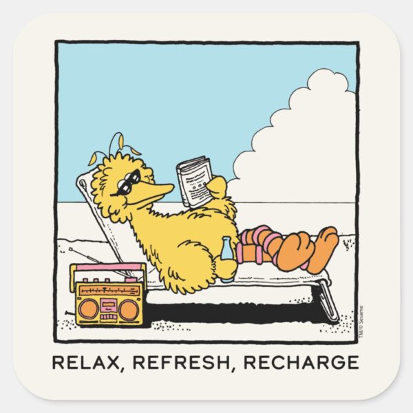 Sesame_Street___Big_Bird_Relax_Refresh_Recharge_Square_Sticker_1 Sesame Street Big Bird Relax Refresh Recharge Square Sticker