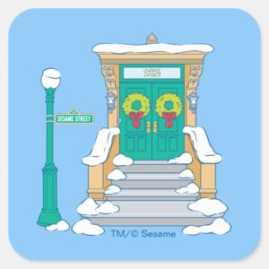 Sesame_Street___Christmas_Doorstep_Square_Sticker_1 Sesame Street Christmas Doorstep Square Sticker