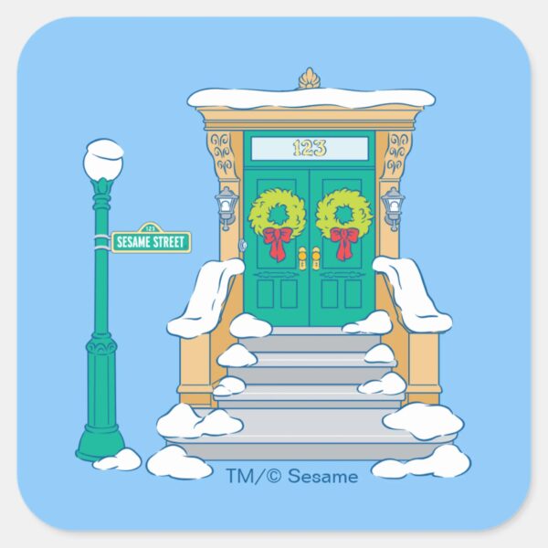 Sesame_Street___Christmas_Doorstep_Square_Sticker_1 Sesame Street Christmas Doorstep Square Sticker