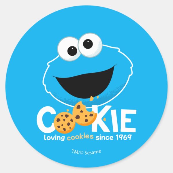 Sesame_Street___Cookie_Monster_Loving_Cookies_Classic_Round_Sticker_1 Sesame Street Cookie Monster Loving Cookies Classic Round Sticker