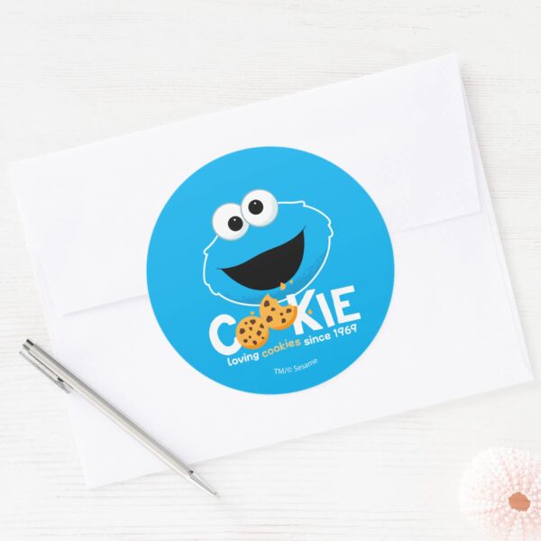 Sesame_Street___Cookie_Monster_Loving_Cookies_Classic_Round_Sticker_3 Sesame Street Cookie Monster Loving Cookies Classic Round Sticker