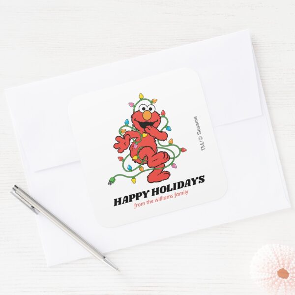 Sesame_Street___Elmo_Christmas_Lights_-_Christmas_Square_Sticker_3 Sesame Street Elmo Christmas Lights Christmas Square Sticker