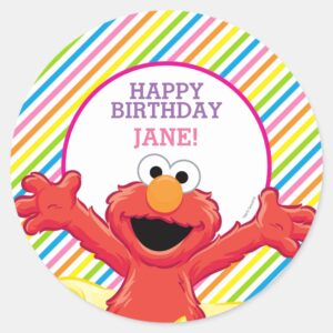 Sesame_Street___Elmo_Girl's_Birthday_Classic_Round_Sticker_1 Sesame Street Elmo Girls Birthday Classic Round Sticker