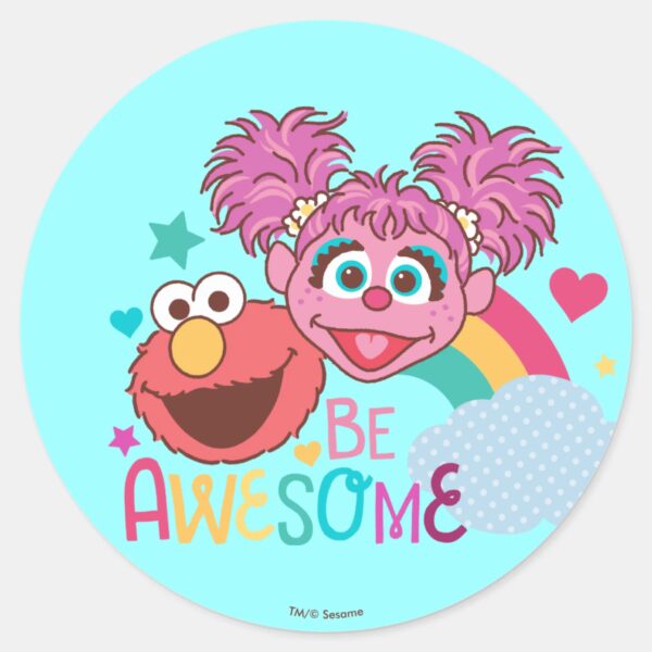Sesame_Street___Elmo_&_Abby_-_Be_Awesome_Classic_Round_Sticker_1 Sesame Street Elmo Abby Be Awesome Classic Round Sticker