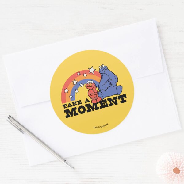 Sesame Street Elmo Cookie Take A Moment Classic Round Sticker