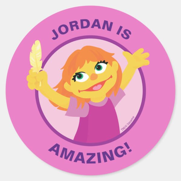 Sesame_Street___Julia_Holding_Feather_Classic_Round_Sticker_1 Sesame Street Julia Holding Feather Classic Round Sticker