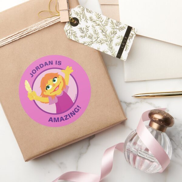 Sesame_Street___Julia_Holding_Feather_Classic_Round_Sticker_5 Sesame Street Julia Holding Feather Classic Round Sticker