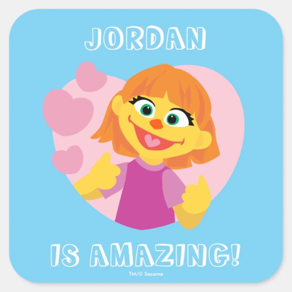 Sesame_Street___Julia_Pink_Heart_Square_Sticker_1 Sesame Street Julia Pink Heart Square Sticker