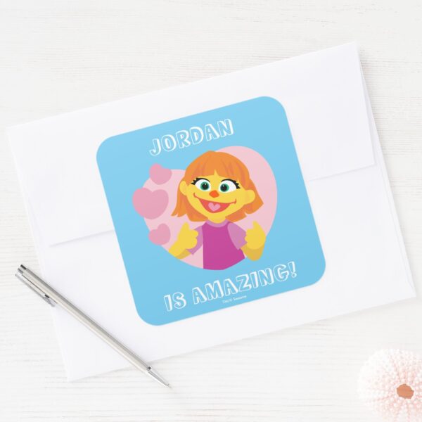 Sesame_Street___Julia_Pink_Heart_Square_Sticker_3 Sesame Street Julia Pink Heart Square Sticker