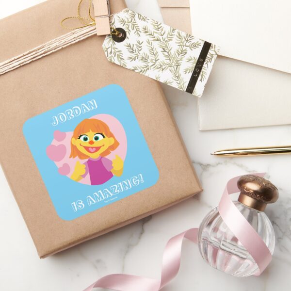 Sesame_Street___Julia_Pink_Heart_Square_Sticker_5 Sesame Street Julia Pink Heart Square Sticker