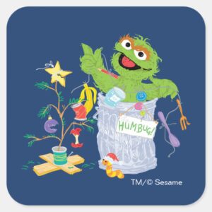 Sesame Street Oscar Christmas Tree Square Sticker