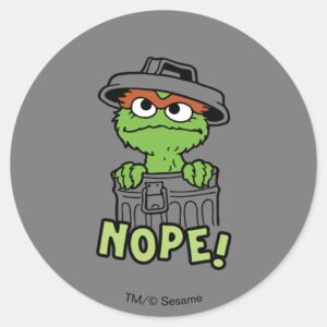 Sesame Street Oscar The Grouch Nope Classic Round Sticker