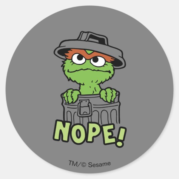 Sesame_Street___Oscar_the_Grouch_Nope!_Classic_Round_Sticker_1 Sesame Street Oscar The Grouch Nope Classic Round Sticker