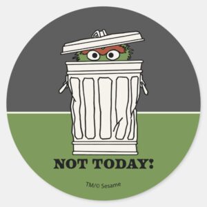 Sesame Street Oscar The Grouch Not Today Classic Round Sticker