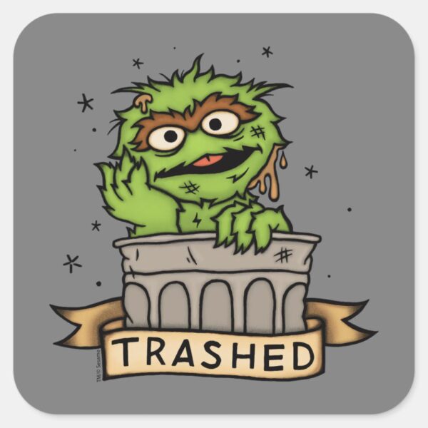 Sesame_Street___Oscar_the_Grouch_Trashed_Square_Sticker_1 Sesame Street Oscar The Grouch Trashed Square Sticker