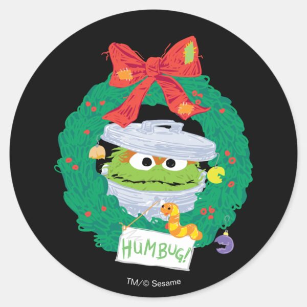 Sesame Street Oscar The Grouch Wreath Classic Round Sticker